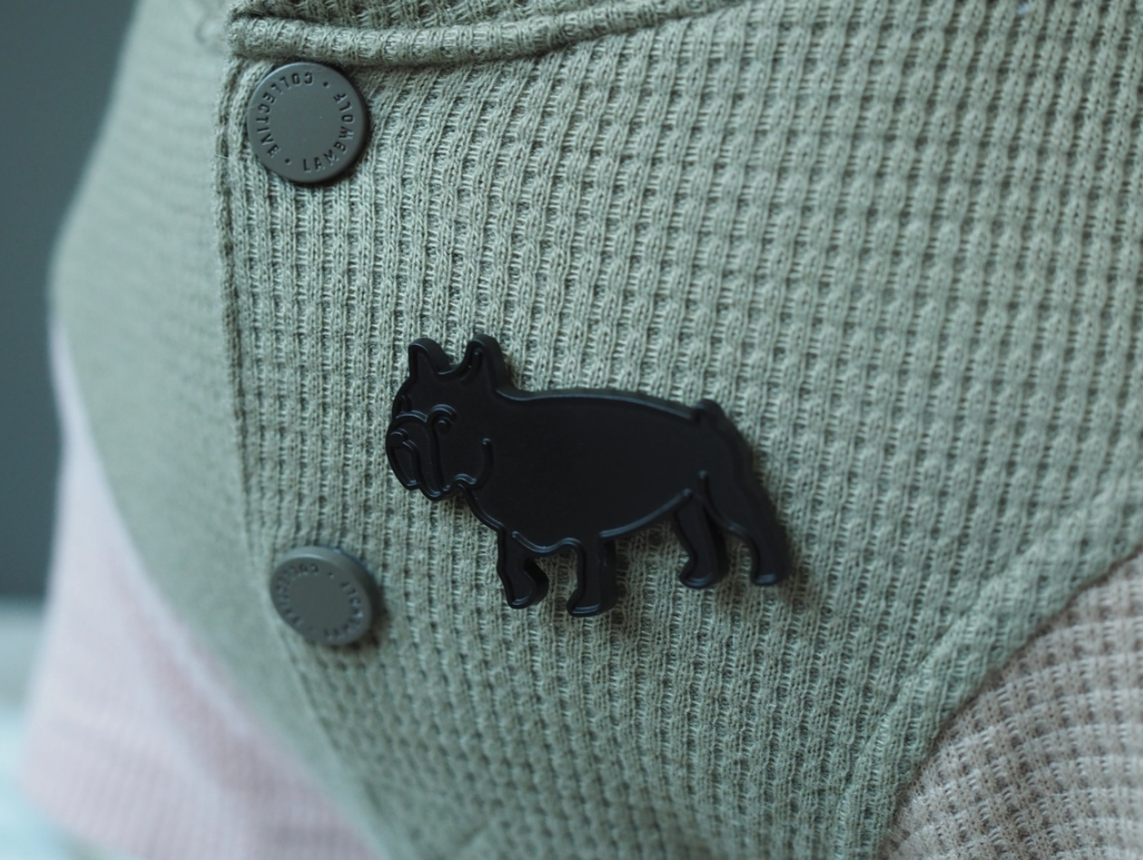 Enamel dog pins (Dachshund, Frenchie, Golden Retriever)