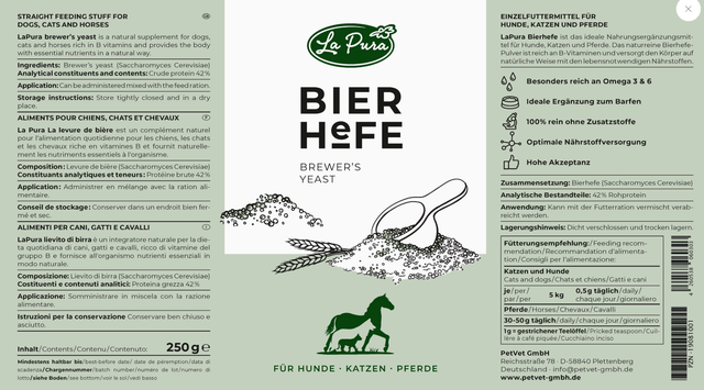 Bierhefe für Hunde, Katzen und Pferde (LaPura) 250g