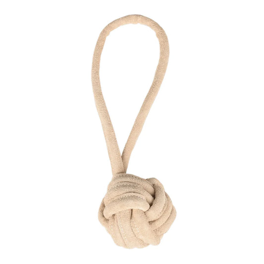 Sling ball - suede ball with handle - dog toy made from natural materials