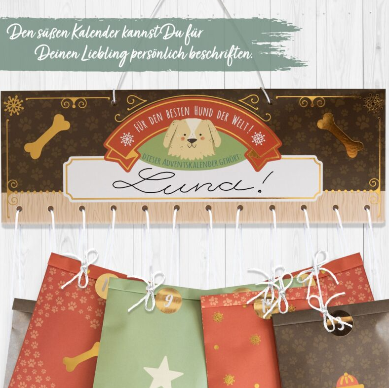 Hunde-Adventskalender für einen, zwei oder mehrere Hunde - für viele sensible Hunde geeignet