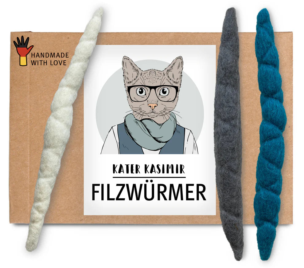 Cat toy made of new wool "Felt Worms" (set of 3)