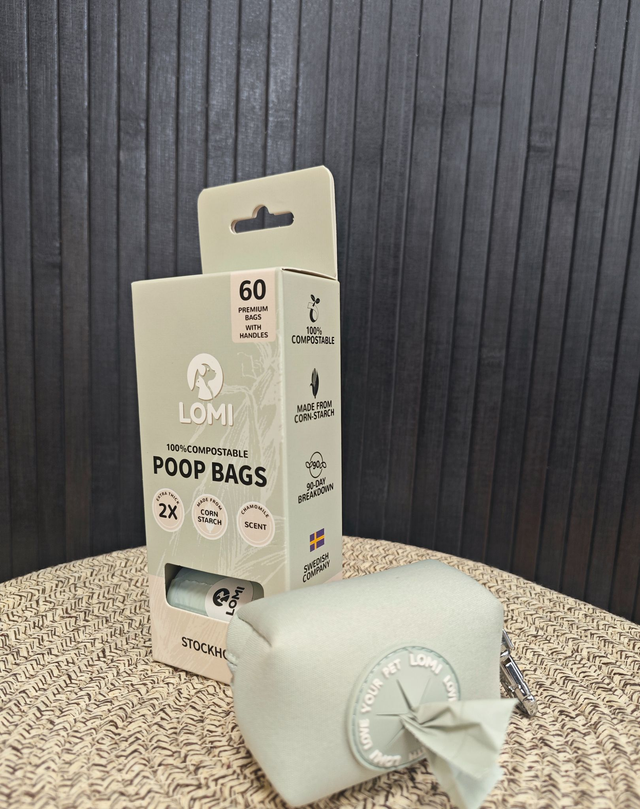 Compostable dog waste bags with scent &amp; holder